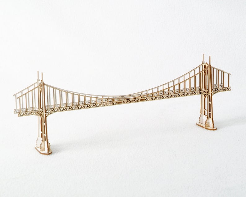 Model Kit of St Johns Bridge in Portland Oregon, Architectural Model, Miniature Bridge image 3