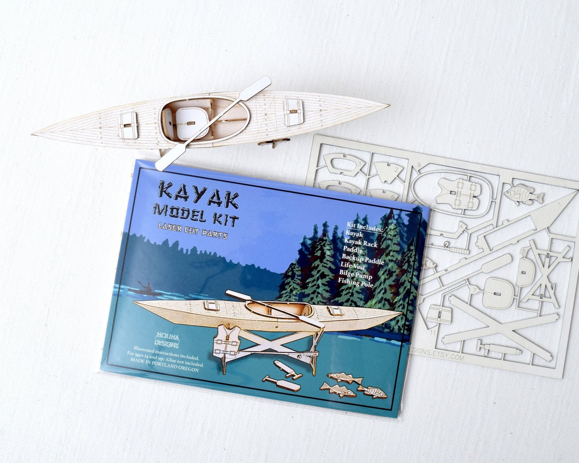 Kayak Model Kit Miniature Kayak and Accessories Fishing Etsy