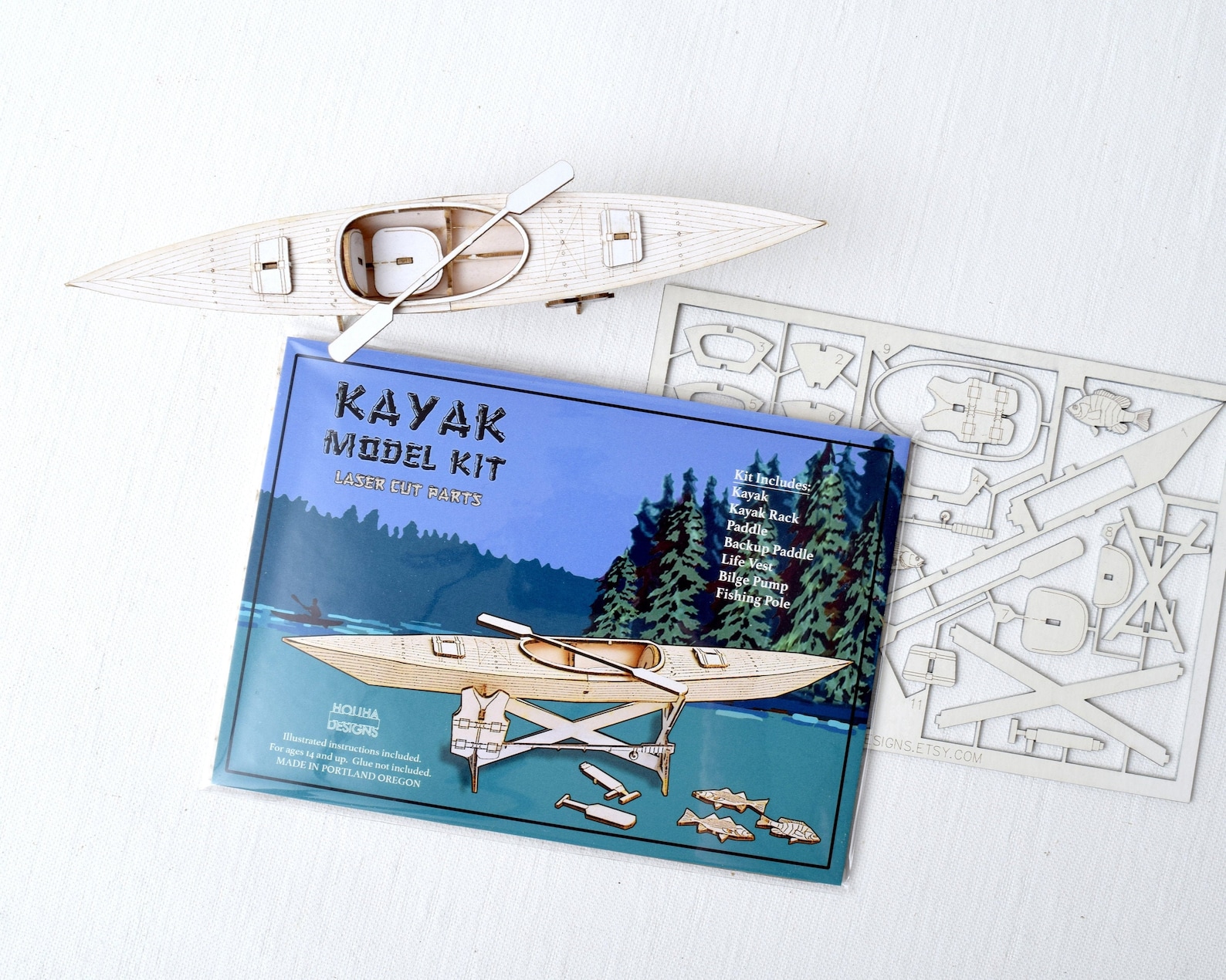 Kayak Model Kit Miniature Kayak and Accessories Fishing Etsy
