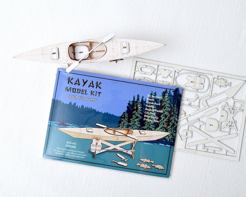 kayak model kit miniature kayak and accessories fishing etsy