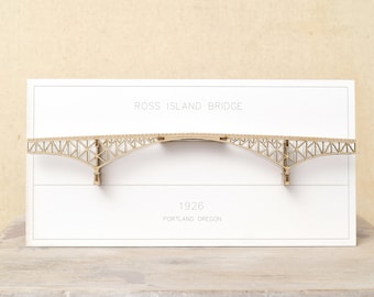 Architectural 3D Card of the Ross Island Bridge Portland Oregon - Laser Cut Card