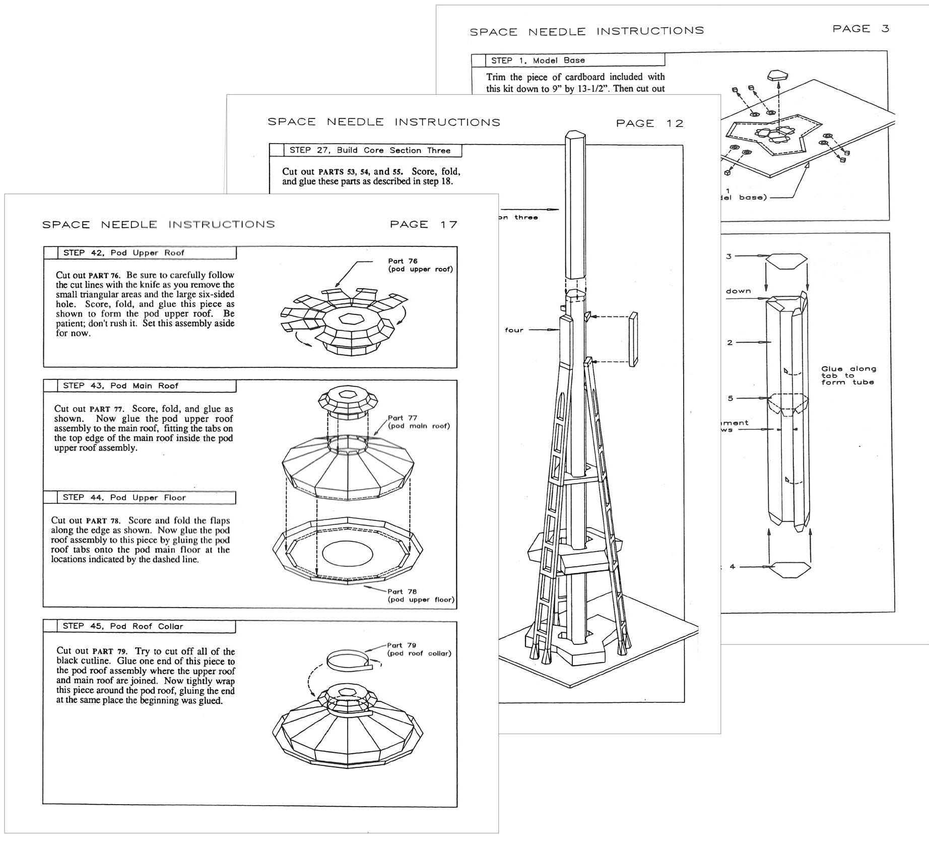 Seattle Space Needle Paper Model Kit – Printable DIY (40" Tall ...
