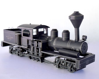 Train Model Kit, Shay Steam Locomotive, 12" Long x 5.5" Tall, DIY Assembly Required