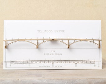 Portland Oregon Sellwood Bridge Laser Cut Card, Portland Oregon Biglietto di auguri