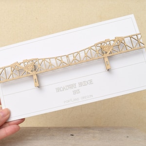 Architectural 3D Card of the Broadway Bridge Portland Oregon, Laser Cut Card No Assembly Required