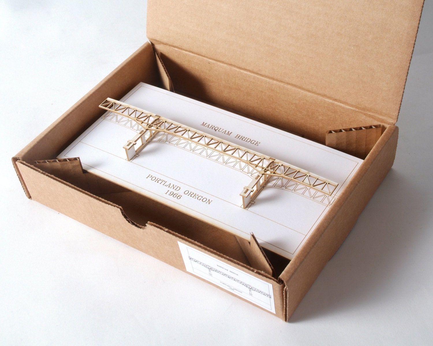Architectural 3D Card Of The Marquam Bridge Portland Oregon, Laser Cut Card, No Assembly Required