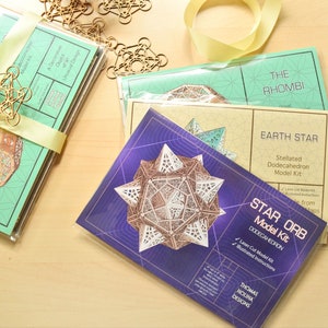 Gift Set, 3 Heilige Geometrie Model Kits, Star Orb, Rhombi &Earth Star, DIY Projecten, Uniek Cadeau, Laser Cut, Bouw het zelf
