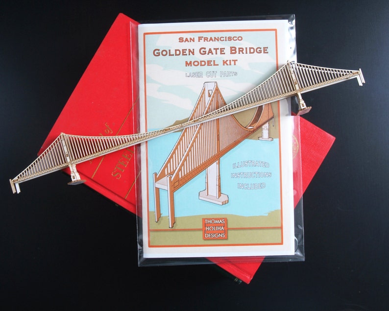 Miniature Golden Gate Bridge Model Kit with Laser Cut Parts, San Francisco California image 2