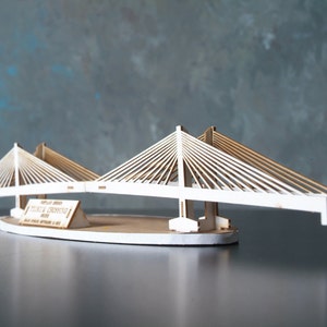Laser Cut Model Kit of Tilikum Crossing Bridge in Portland Oregon, Bridge of the People, Architectural Model