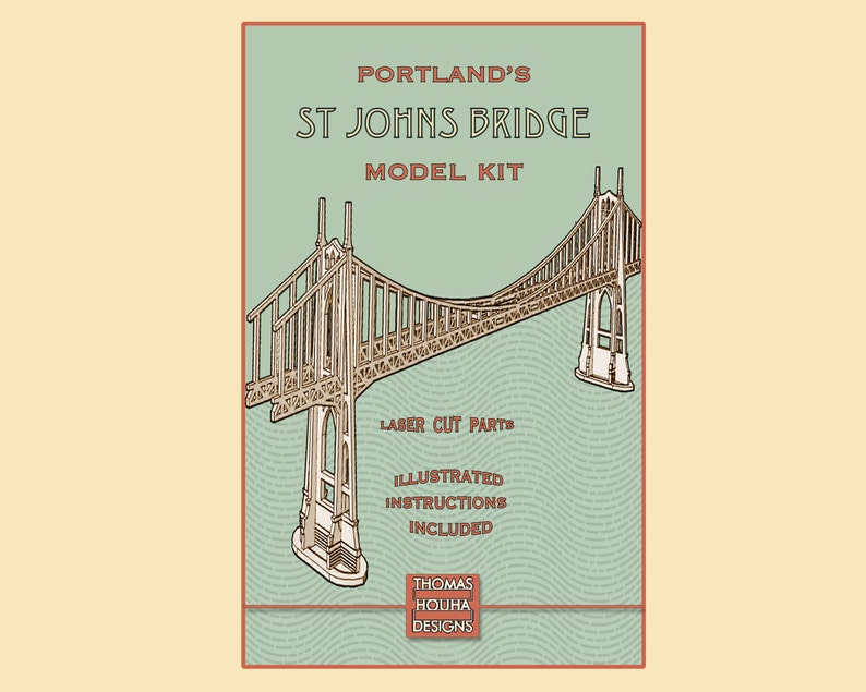 Model Kit of St Johns Bridge in Portland Oregon, Architectural Model, Miniature Bridge image 5