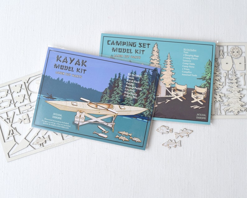 Kayak Model Kit Miniature Kayak and Accessories Fishing Etsy