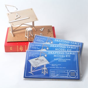 Miniature Drafting Table Model Kit with Real Wood Tabletop, Lasercut, Architectural DIY Scale Model image 4