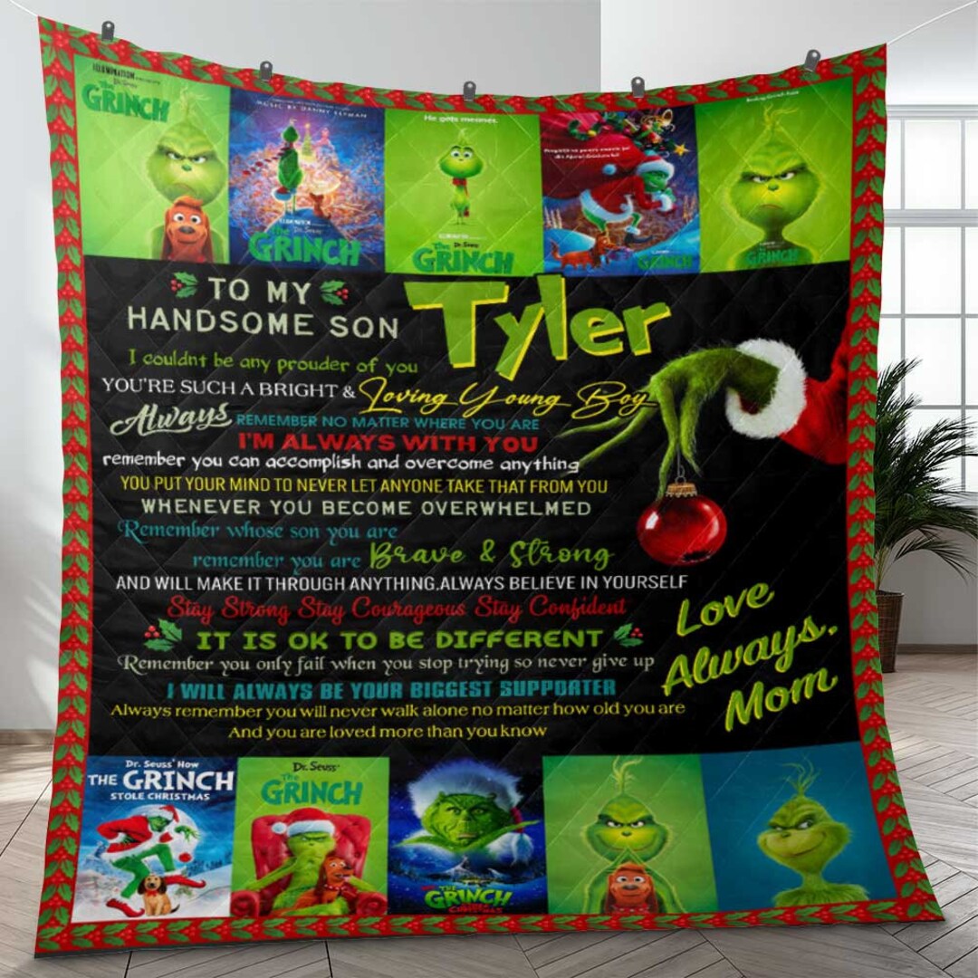 Merry Christmas the Grinch PREMIUM Fleece Blanket the Grinch Etsy