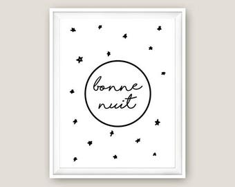 Bonne Nuit – Goodnight / French Quote Nursery Print