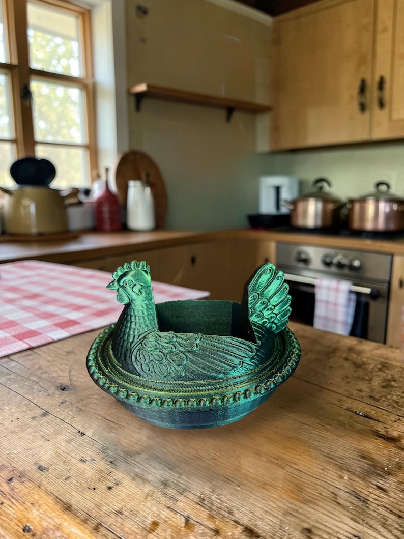 3D Printed Hen on Nest Soap Dispenser Holder: Vintage Farmhouse Decor Bath and body works chicken 画像 7