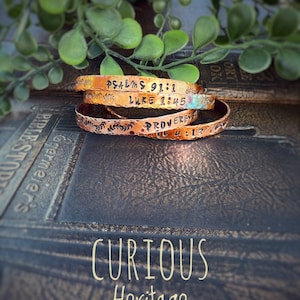 Single Personalized hand hammered copper bracelet