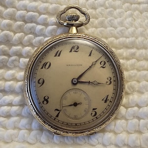 Antique Hamilton Pocket Watch 17 Jewels 910 Gold Filled Working