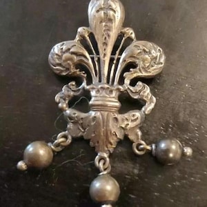 Peruzzi Italy Vintage Sterling 800 Silver Fleur de Lis Big Pin or Brooch