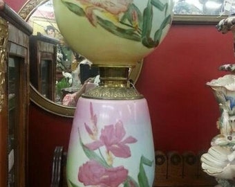 Large Antique Gone With The Wind Banquet Lamp