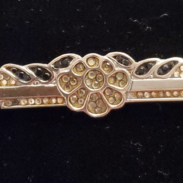 Vintage Judith Leiber Swarovski Crystal bar Brooch pin