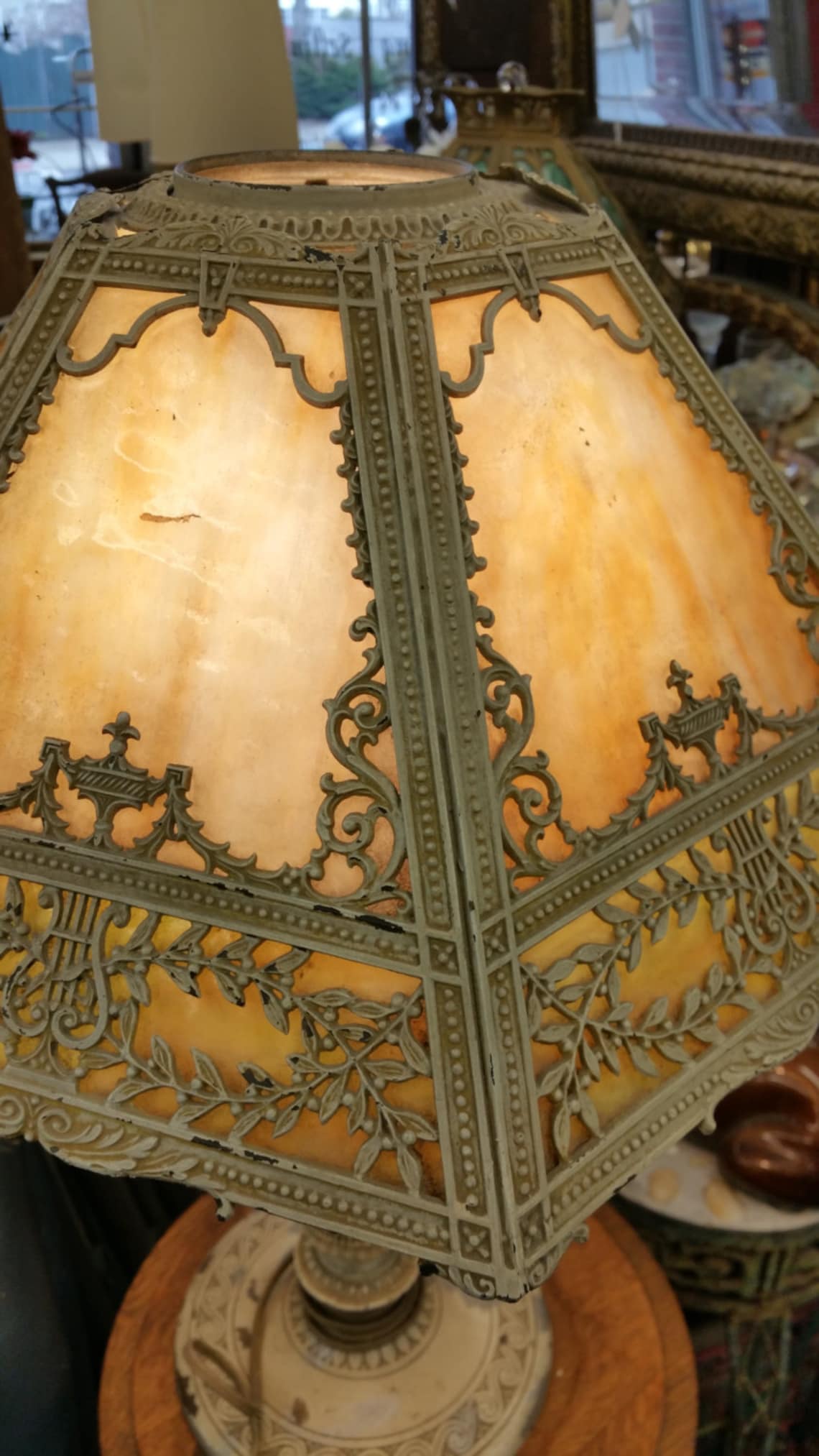 Antique Miller Lamp Company Slag Glass table lamp Etsy