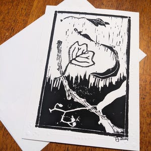Carte de voeux d'automne linogravure - Vierge à l'intérieur