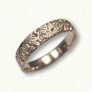 Celtic Triangle Knot & Thistle Wedding Band - straight edges (5-6mm width)