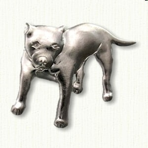 Custom Pit Bull Pin -  Size: 25mm x 27mm - Available In All Metals - Makes A Great Gift!
