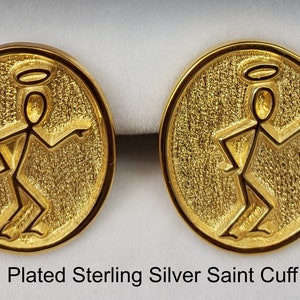 Saint Cuff Links in Sterling or Gold Plated Sterling (SL09382C)