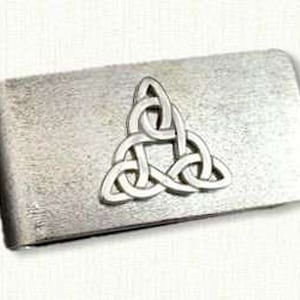 Celtic Triangle Knot OR Dragon Design Money Clips in Sterling Silver - 4 different Celtic patterns to choose from.