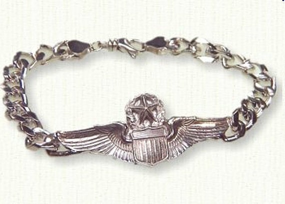 Bouclier, couronne et étoile de commandant de l'armée de l'air pour  aviateur/maître pilote en argent sterling NL05041 (8 ou pouces de long)