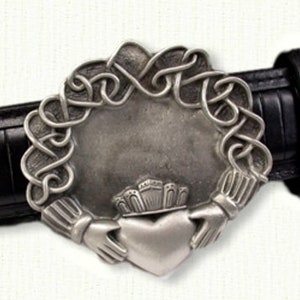 Continuous Heart Knot with Claddagh Pewter Belt Buckle (Buckle only)