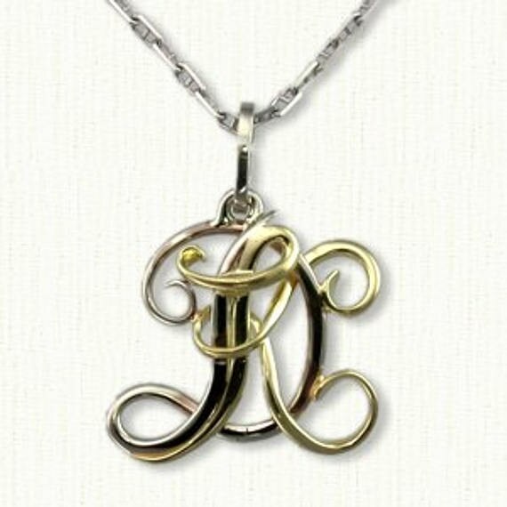 Custom 'DK' Initial Monogram Pendant 1 