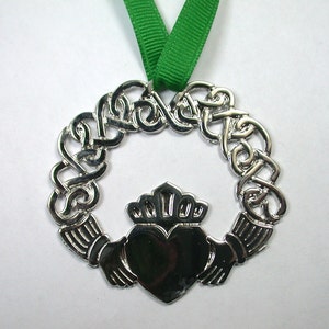 Celtic Claddagh Wreath Ornament: 2 1/4&quot; x 2 1/4&quot; - Comes in Velveteen Gift Pouch on a Ribbon - Awesome Gift!  Buy 1 or mix and match 3