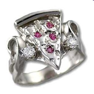 Pizza Slice Ring with Imitation Stones (RR03008) . Great gift for the Foodie!