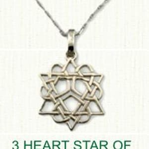 Celtic 3 Hearts with Star of David Pendant / Necklace  (SS7851A)
