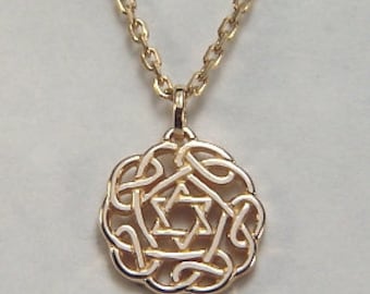 Star of David Pendant with Celtic Galway Wave Knot in 2 sizes. Beautiful pierced pendant.