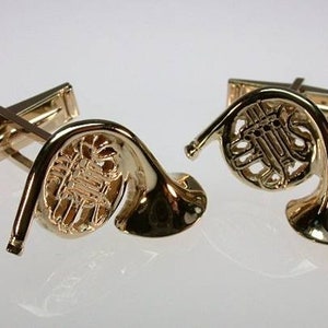 French Horn Cuff Links OR Pendant  Links - 3 dimensional (SS04678) - Awesome Music Themed Gift Idea!