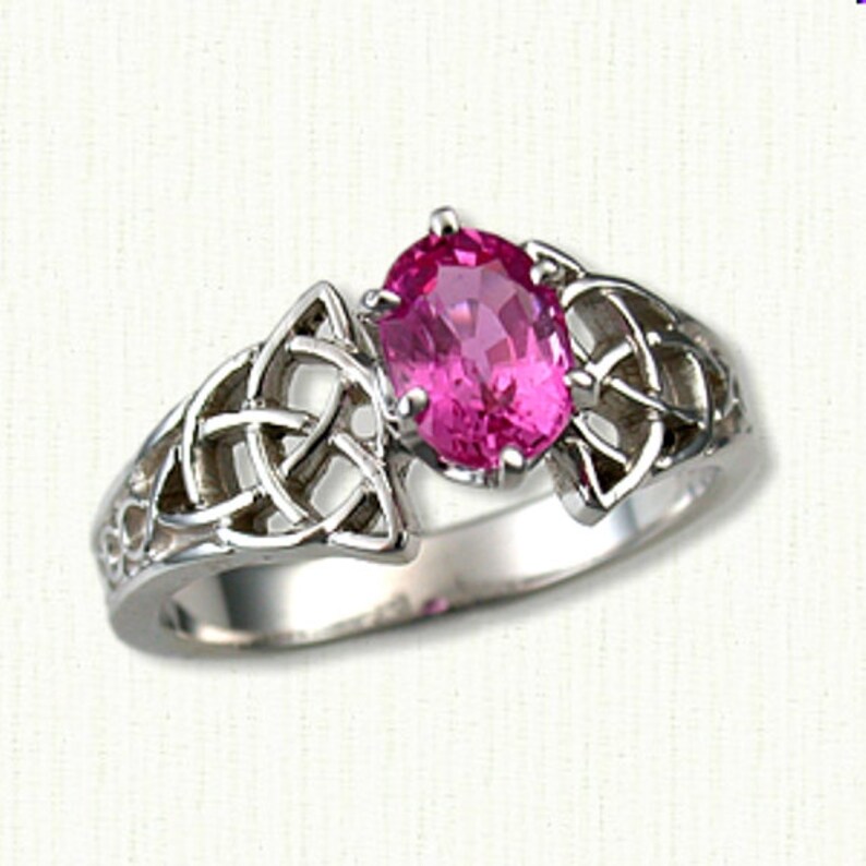 14kt White Gold Celtic Trinity Knot Engagement Ring set with a Etsy