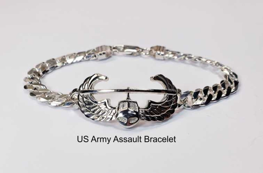 US Army Air Assault Bracelet in Sterling Silver (#SS08545) With