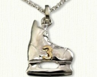 Custom Hockey Skate Pendant with Jersey Number of your Choice (#SS04206B)