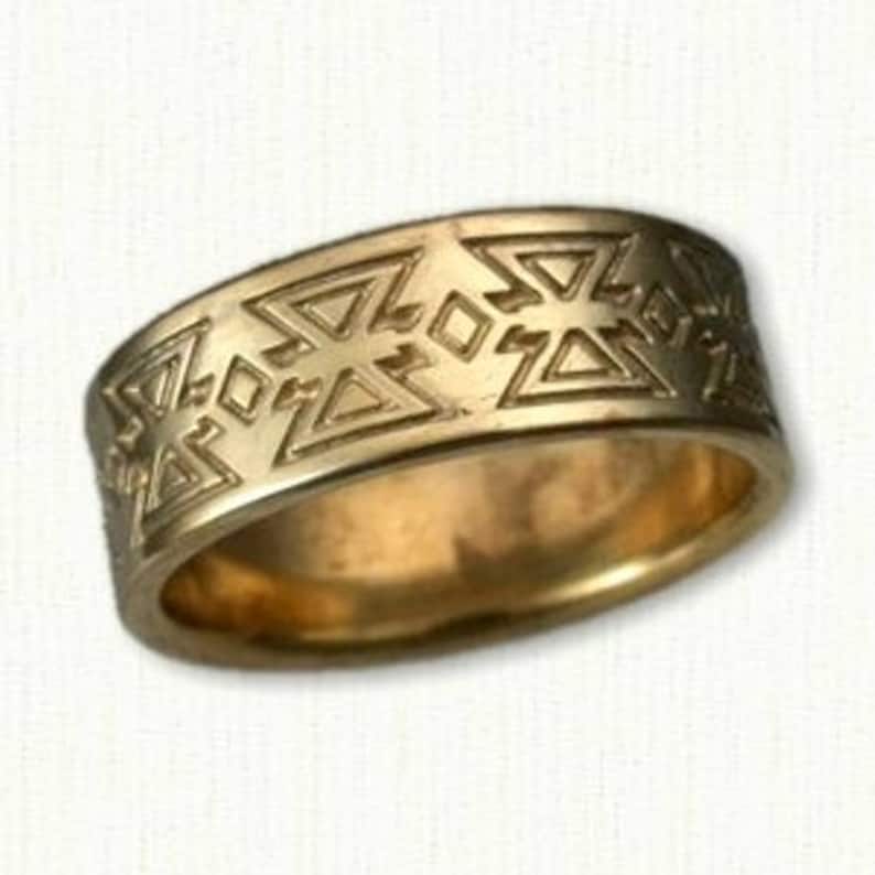 All Colors of Gold Available or Sterling Silver Southwestern Mojave Style Wedding Band 6.0-7.0 mm width