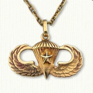 Large Senior Jump Wings or USAF Parachutist Pendant / Charm (#SS05113A)