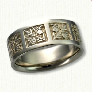 Forget Me Not Designed Wedding Band (7-8 mm width)
