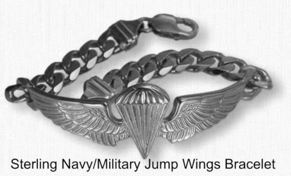 Navy or Military Jump Wings Bracelet (SS08120 / 9.4mm Link