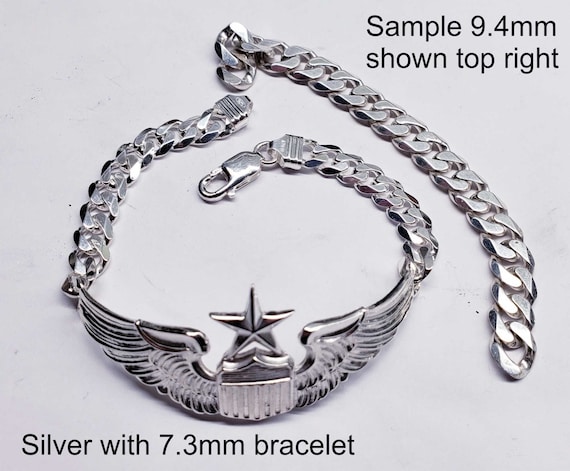 US Air Force Senior Pilot Wings Bracelet in Sterling Silver