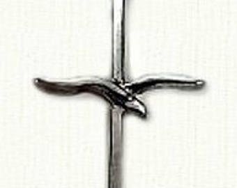 Cross with Bird / Gull Decoration - Available In 2 Sizes in Sterling Silver