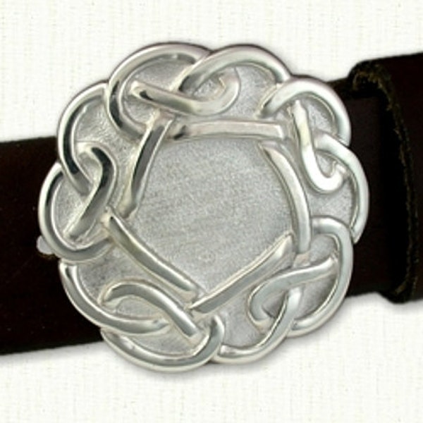 Celtic Galway Knot Pewter Belt Buckle for belts up to  1.25" wide. (Buckle Only)