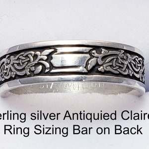 Claire's Ring, GEGRAVEERD 'da mi basia mille', Sterling 925, met/zonder antiek. Originele Diana Gabaldon Thistle Ring Heeft een maattabel afbeelding 3