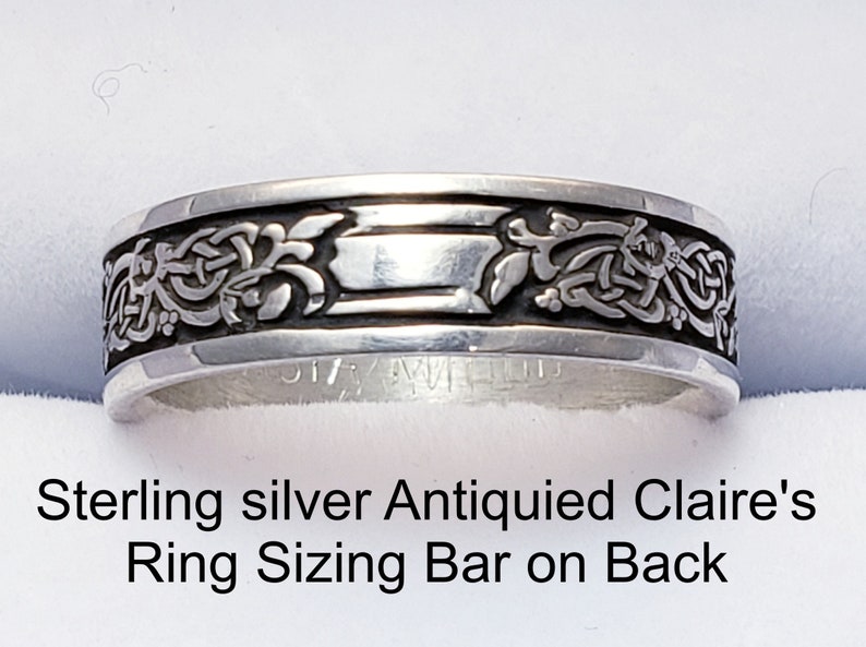 Claire's Ring, GEGRAVEERD 'da mi basia mille', Sterling 925, met/zonder antiek. Originele Diana Gabaldon Thistle Ring Heeft een maattabel afbeelding 3